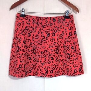 Superdown Sammie A Line Coral Black Cheetah Print Mini Skirt Size Medium